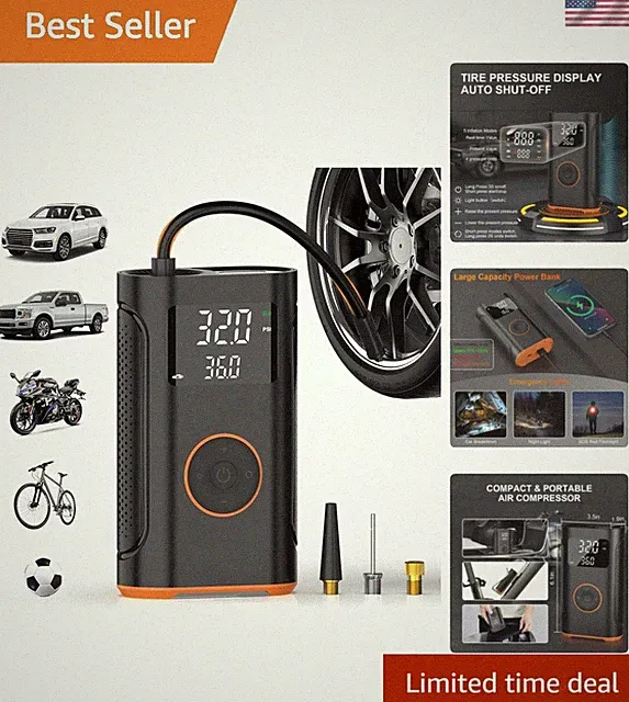Electric Bike Pump & Tire Inflator 160 PSI - Smart Memory Function Included