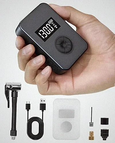 Mini Bike Pump, 130PSI Bike Pump With Gauge Includes Overheat Gun Gray